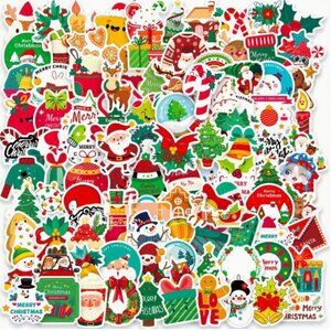 100-Pack Christmas Stickers Set Stocking, gifts, presents Cards Crafts